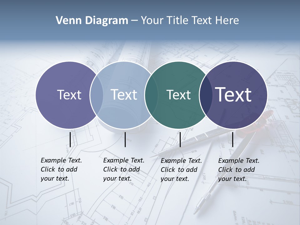 A Pair Of Scissors And Some Blueprints On A Table PowerPoint Template