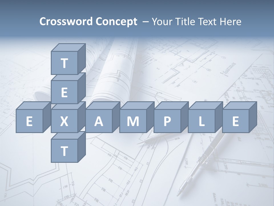 A Pair Of Scissors And Some Blueprints On A Table PowerPoint Template