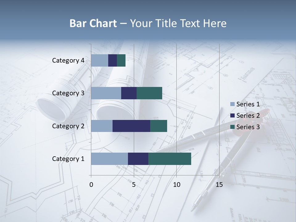 A Pair Of Scissors And Some Blueprints On A Table PowerPoint Template