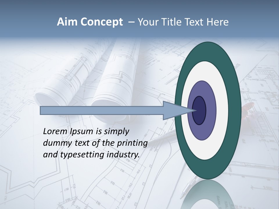 A Pair Of Scissors And Some Blueprints On A Table PowerPoint Template