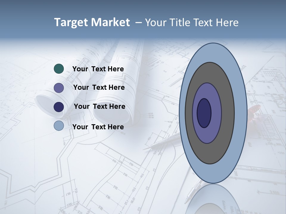 A Pair Of Scissors And Some Blueprints On A Table PowerPoint Template