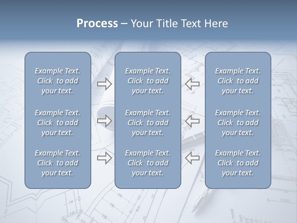 A Pair Of Scissors And Some Blueprints On A Table PowerPoint Template