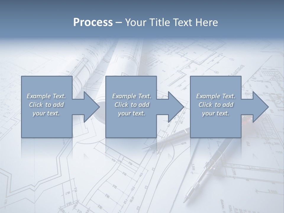 A Pair Of Scissors And Some Blueprints On A Table PowerPoint Template