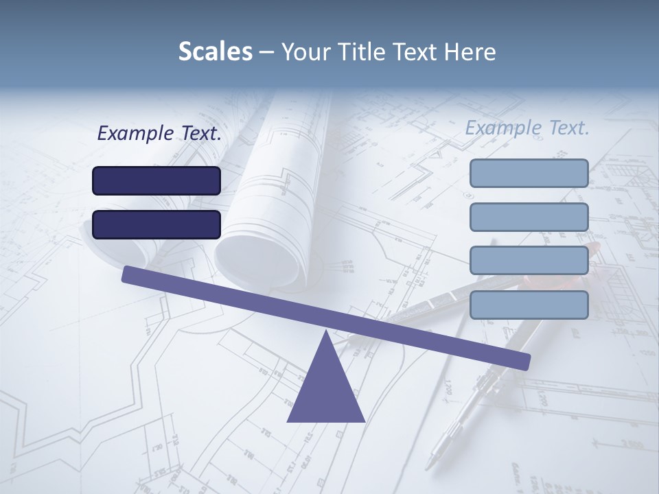 A Pair Of Scissors And Some Blueprints On A Table PowerPoint Template