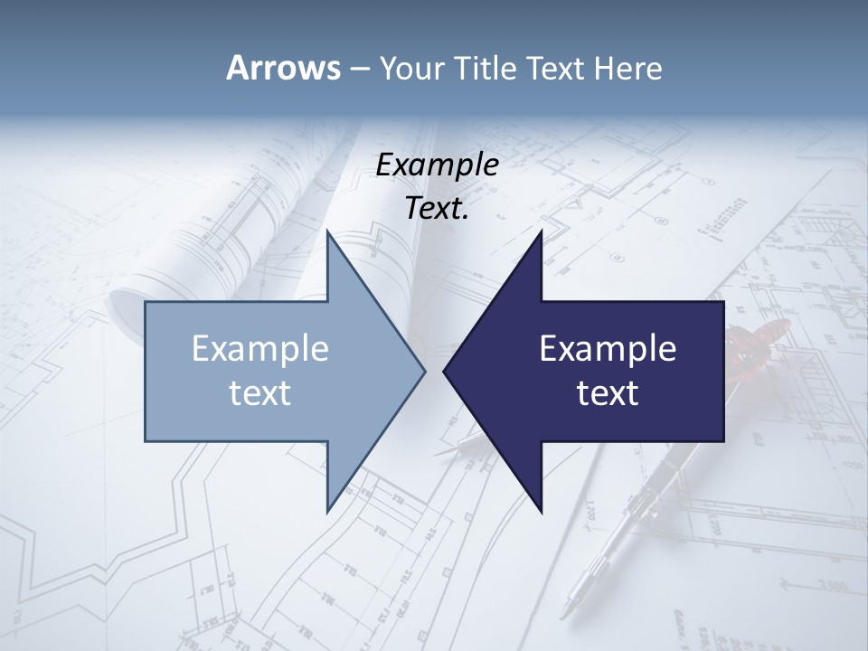 A Pair Of Scissors And Some Blueprints On A Table PowerPoint Template