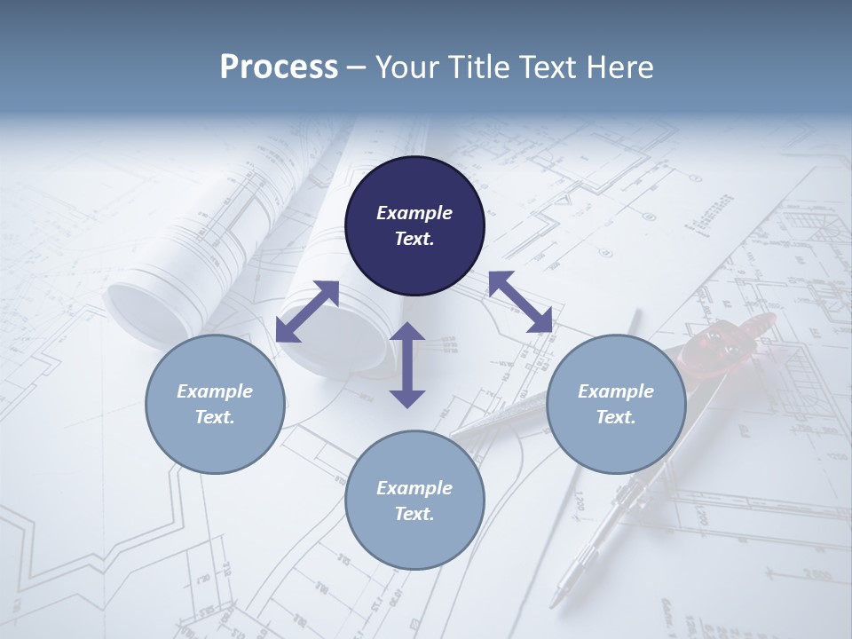 A Pair Of Scissors And Some Blueprints On A Table PowerPoint Template