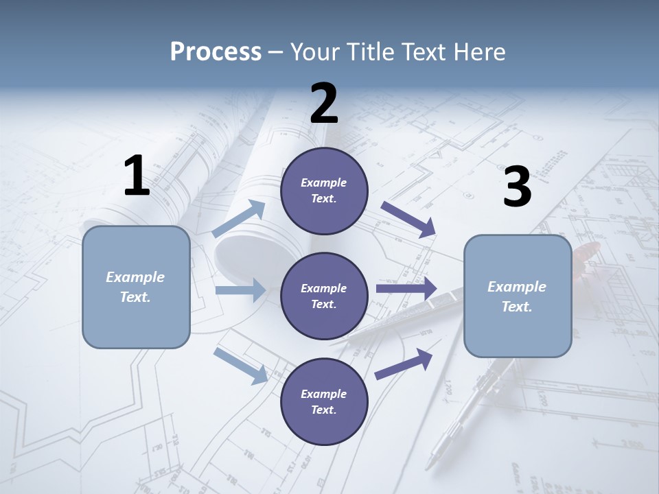 A Pair Of Scissors And Some Blueprints On A Table PowerPoint Template