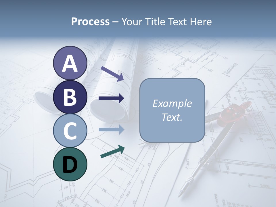A Pair Of Scissors And Some Blueprints On A Table PowerPoint Template