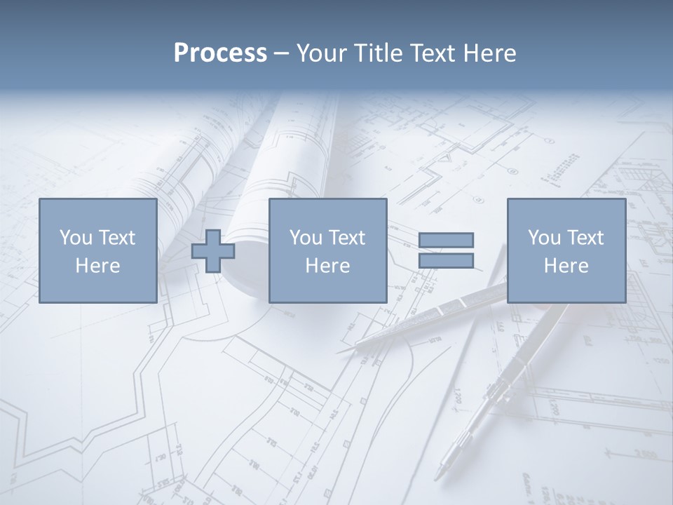 A Pair Of Scissors And Some Blueprints On A Table PowerPoint Template