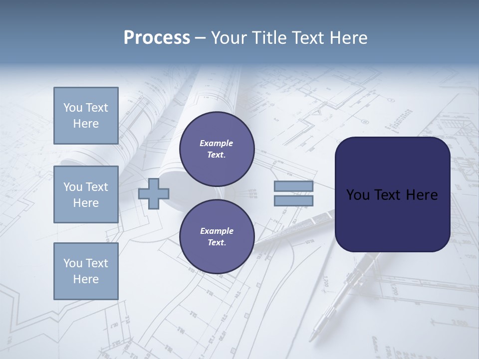 A Pair Of Scissors And Some Blueprints On A Table PowerPoint Template