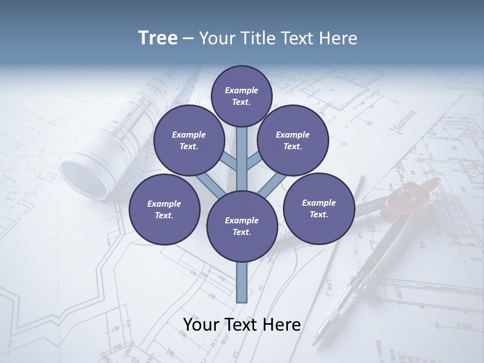 A Pair Of Scissors And Some Blueprints On A Table PowerPoint Template