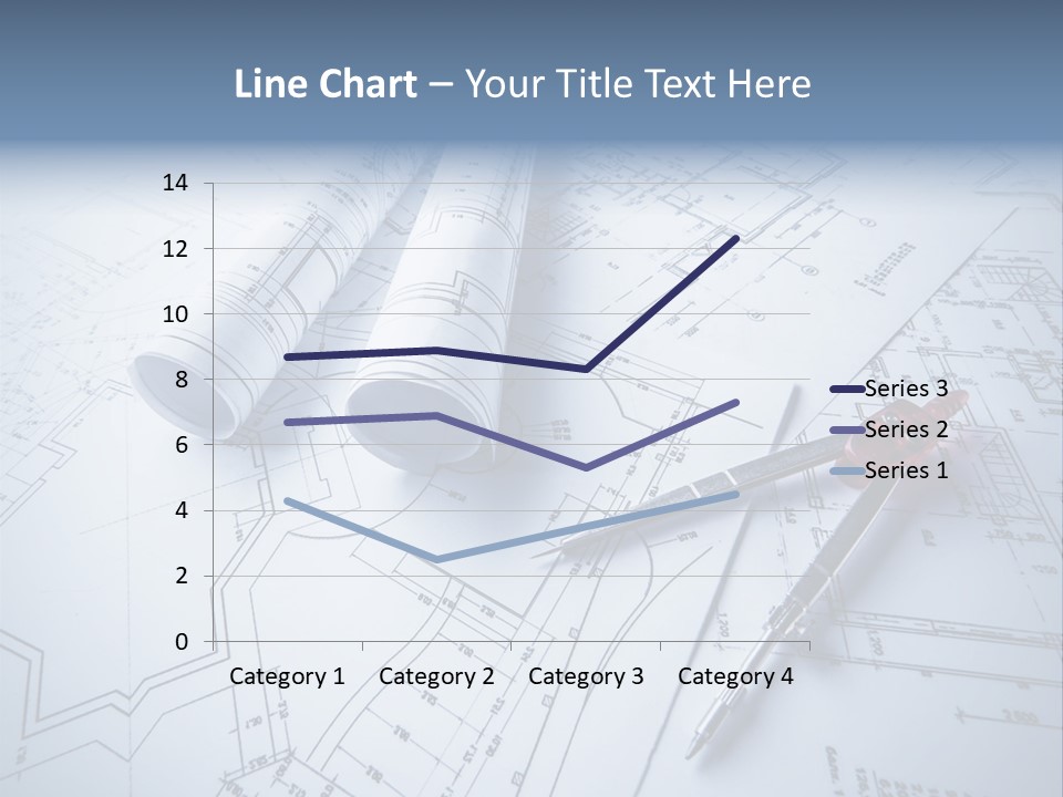 A Pair Of Scissors And Some Blueprints On A Table PowerPoint Template