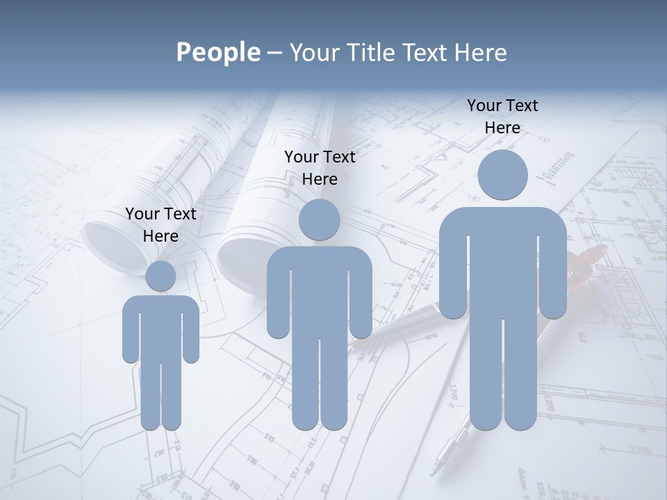 A Pair Of Scissors And Some Blueprints On A Table PowerPoint Template