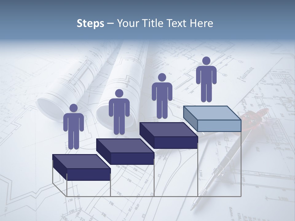 A Pair Of Scissors And Some Blueprints On A Table PowerPoint Template