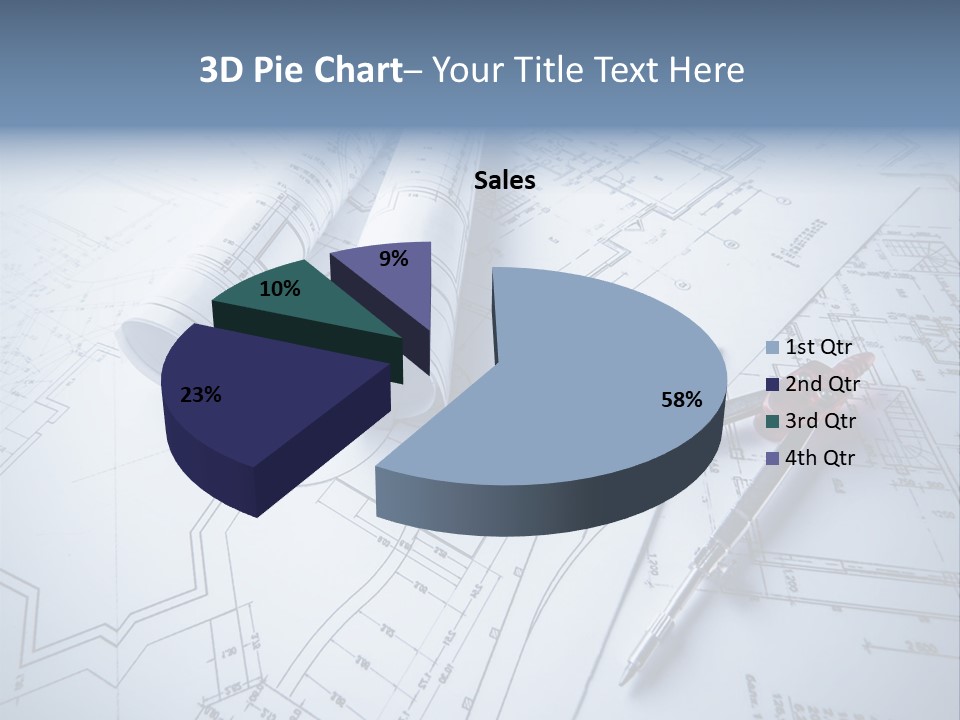 A Pair Of Scissors And Some Blueprints On A Table PowerPoint Template