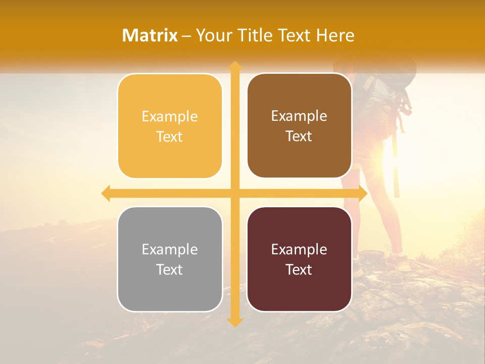 A Woman Standing On Top Of A Mountain With A Backpack PowerPoint Template