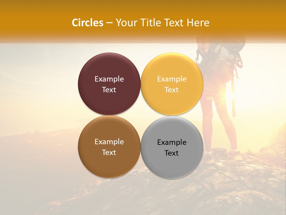 A Woman Standing On Top Of A Mountain With A Backpack PowerPoint Template