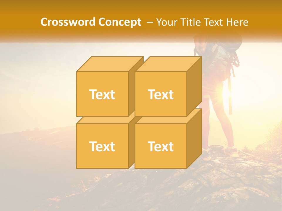 A Woman Standing On Top Of A Mountain With A Backpack PowerPoint Template