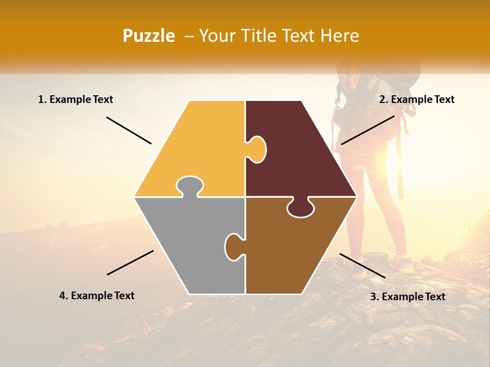 A Woman Standing On Top Of A Mountain With A Backpack PowerPoint Template