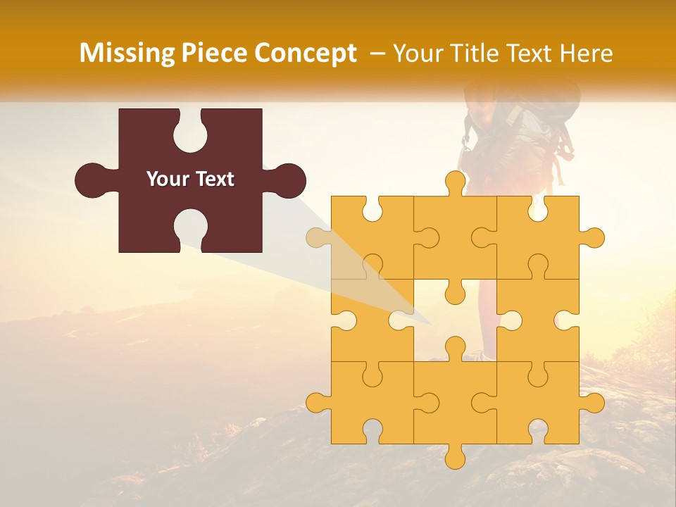 A Woman Standing On Top Of A Mountain With A Backpack PowerPoint Template