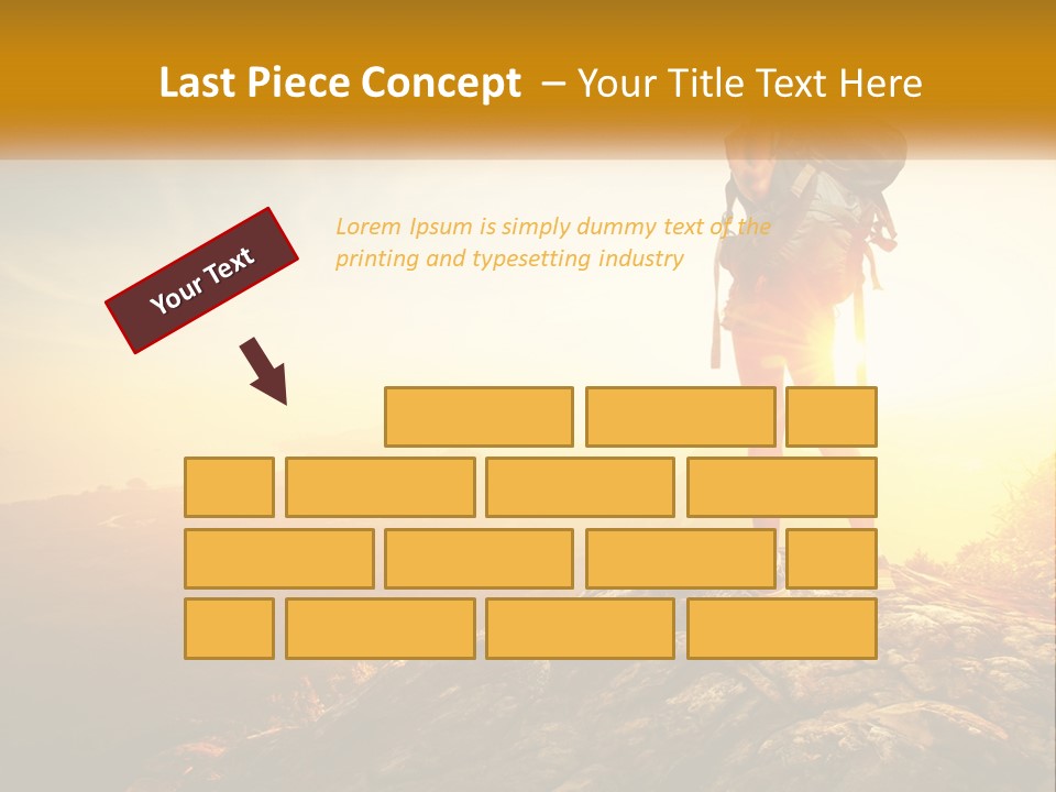 A Woman Standing On Top Of A Mountain With A Backpack PowerPoint Template
