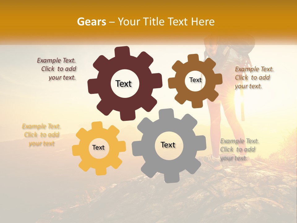 A Woman Standing On Top Of A Mountain With A Backpack PowerPoint Template