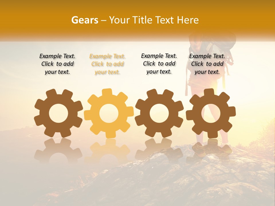 A Woman Standing On Top Of A Mountain With A Backpack PowerPoint Template