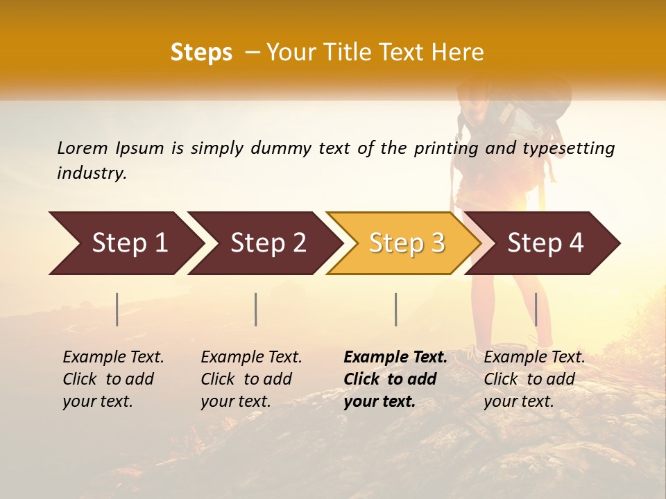 A Woman Standing On Top Of A Mountain With A Backpack PowerPoint Template