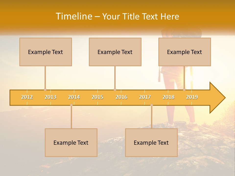 A Woman Standing On Top Of A Mountain With A Backpack PowerPoint Template