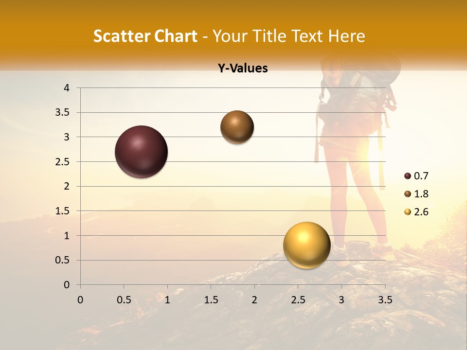 A Woman Standing On Top Of A Mountain With A Backpack PowerPoint Template