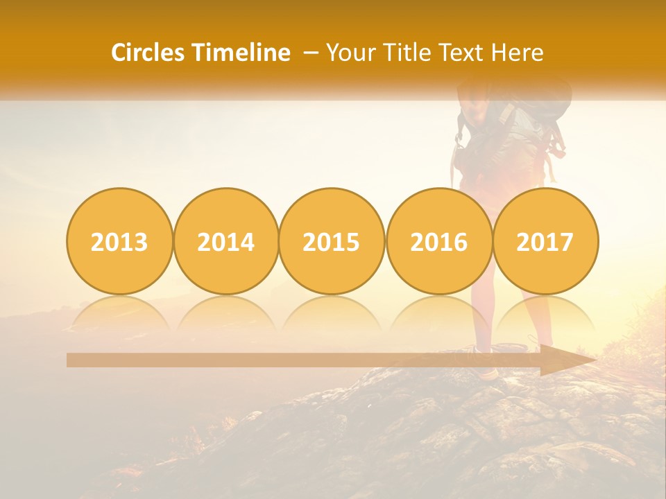 A Woman Standing On Top Of A Mountain With A Backpack PowerPoint Template
