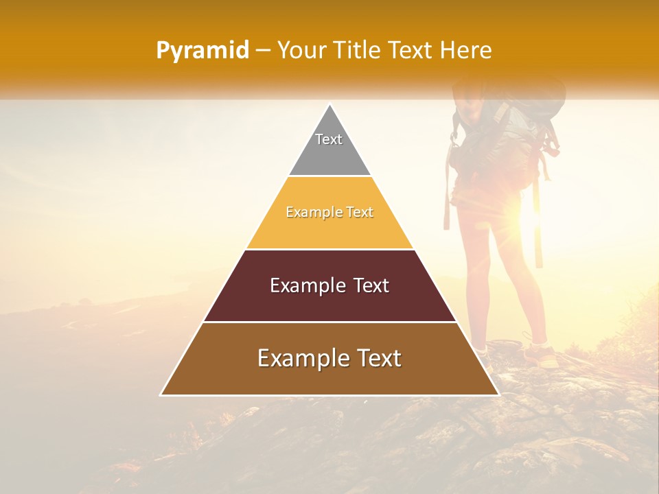 A Woman Standing On Top Of A Mountain With A Backpack PowerPoint Template