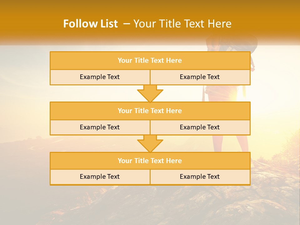 A Woman Standing On Top Of A Mountain With A Backpack PowerPoint Template
