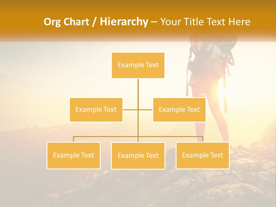 A Woman Standing On Top Of A Mountain With A Backpack PowerPoint Template