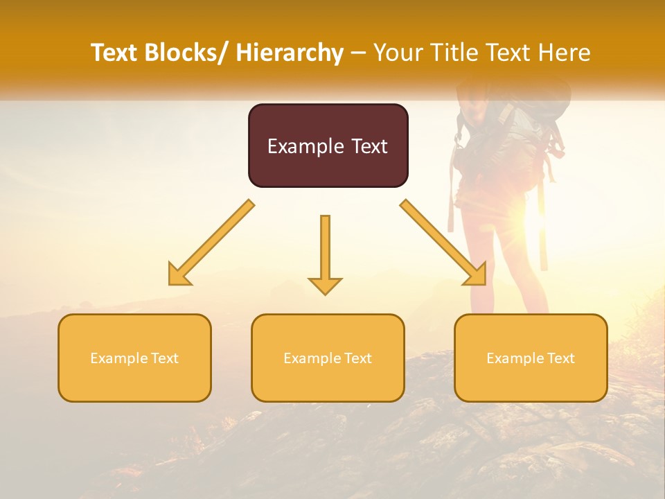 A Woman Standing On Top Of A Mountain With A Backpack PowerPoint Template