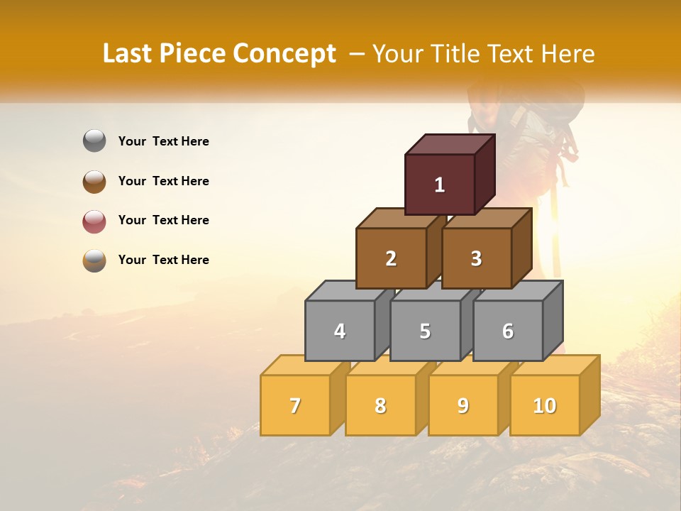 A Woman Standing On Top Of A Mountain With A Backpack PowerPoint Template