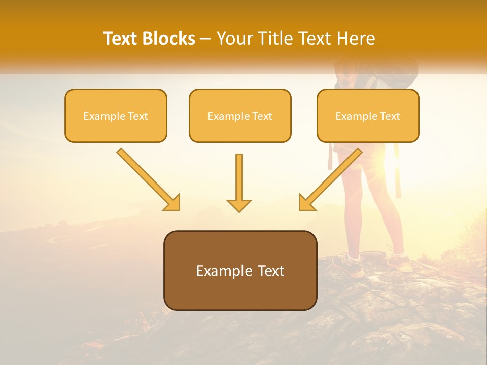 A Woman Standing On Top Of A Mountain With A Backpack PowerPoint Template