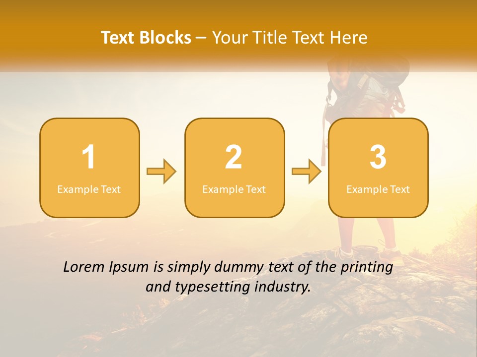 A Woman Standing On Top Of A Mountain With A Backpack PowerPoint Template