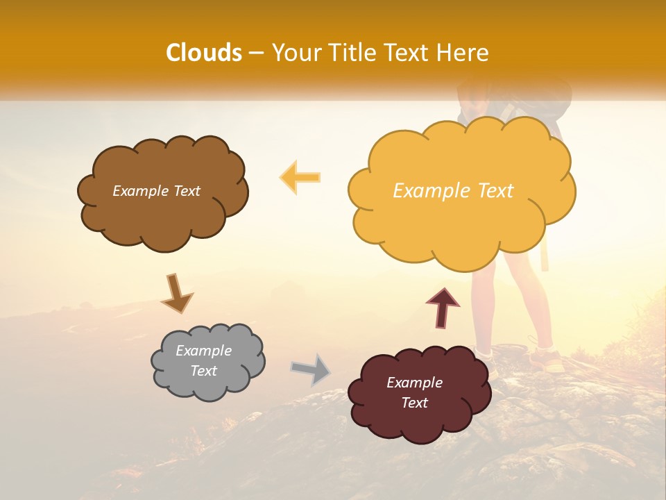 A Woman Standing On Top Of A Mountain With A Backpack PowerPoint Template