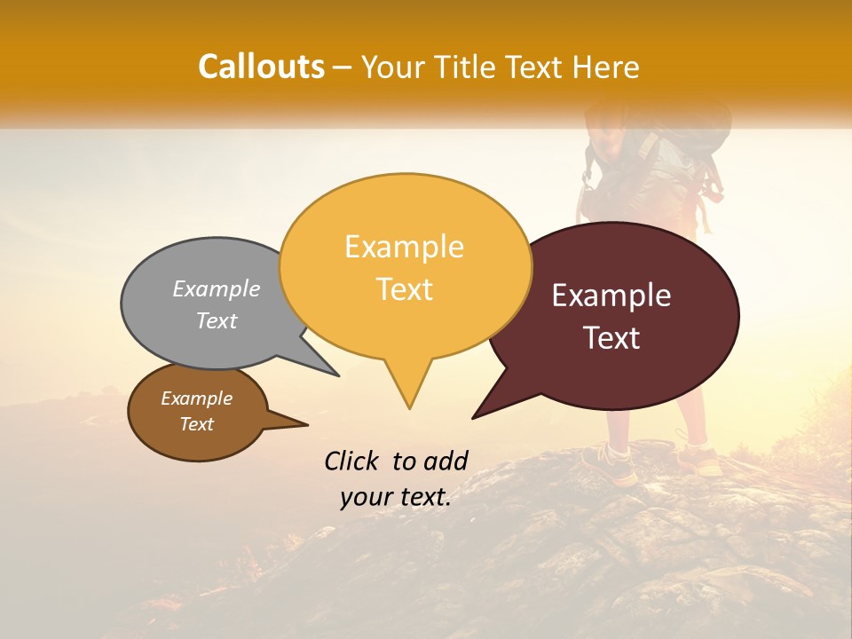 A Woman Standing On Top Of A Mountain With A Backpack PowerPoint Template