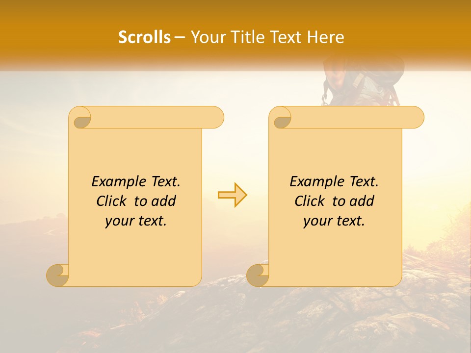 A Woman Standing On Top Of A Mountain With A Backpack PowerPoint Template