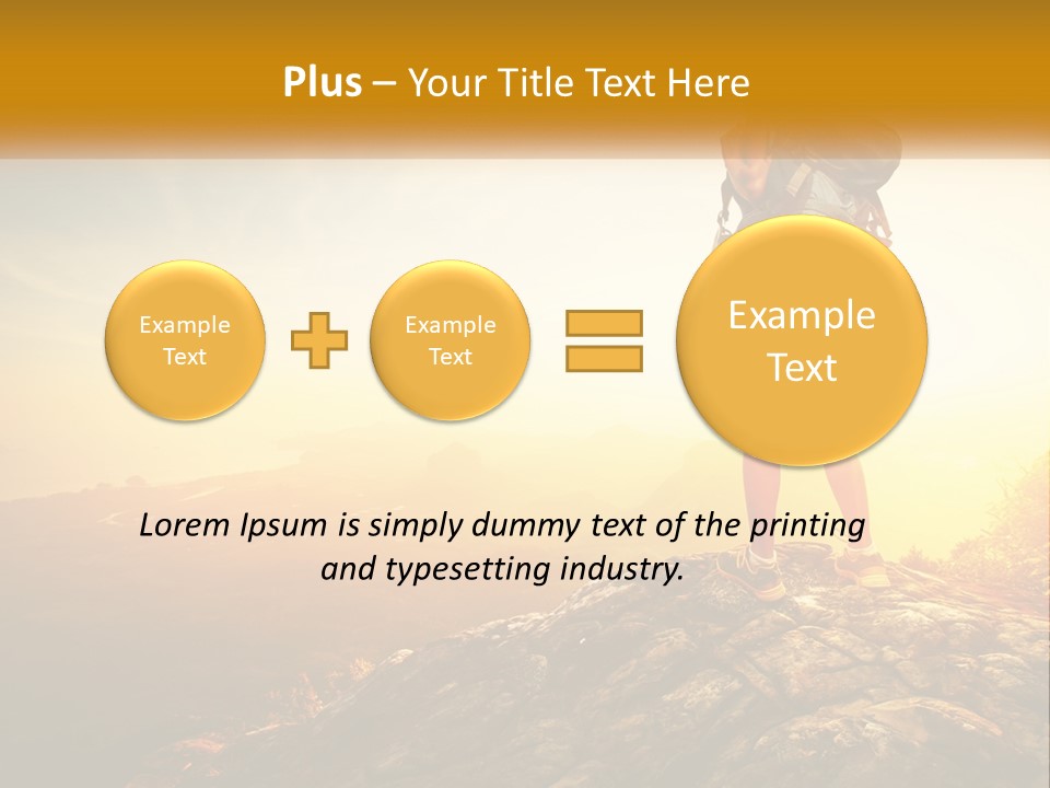 A Woman Standing On Top Of A Mountain With A Backpack PowerPoint Template
