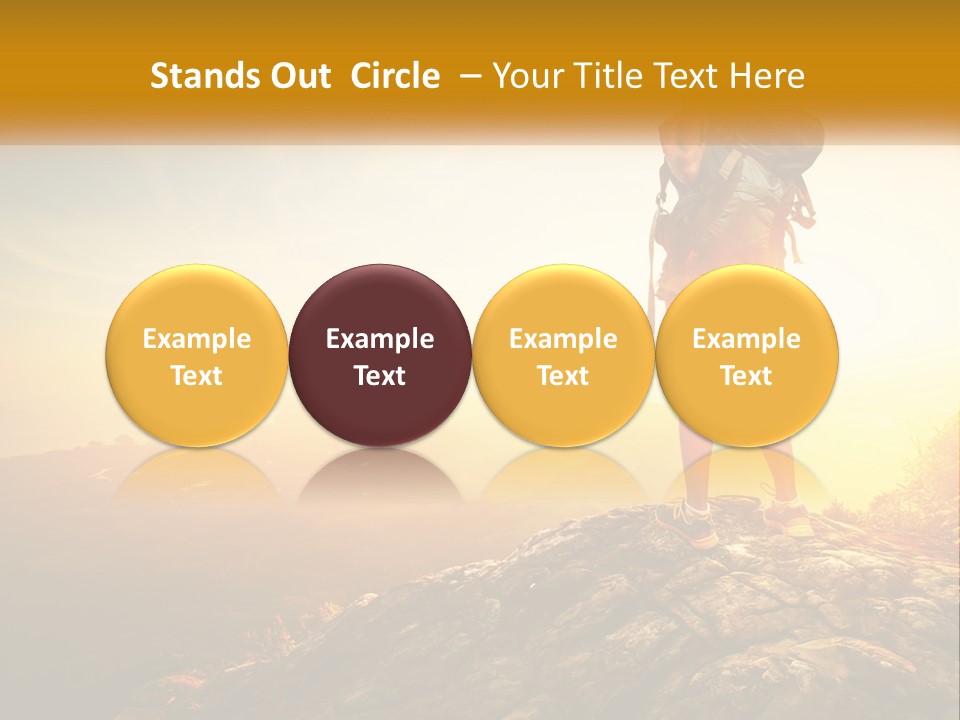 A Woman Standing On Top Of A Mountain With A Backpack PowerPoint Template