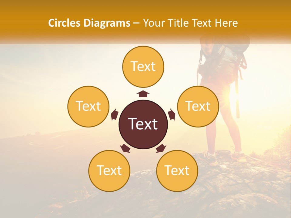 A Woman Standing On Top Of A Mountain With A Backpack PowerPoint Template