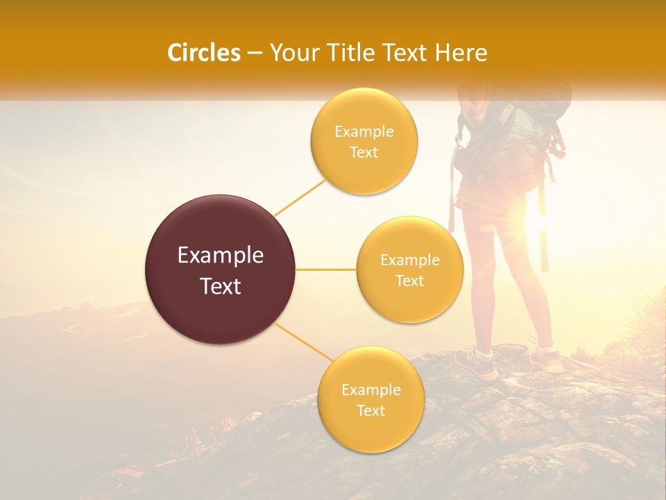 A Woman Standing On Top Of A Mountain With A Backpack PowerPoint Template