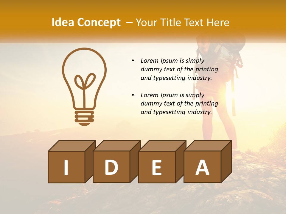 A Woman Standing On Top Of A Mountain With A Backpack PowerPoint Template