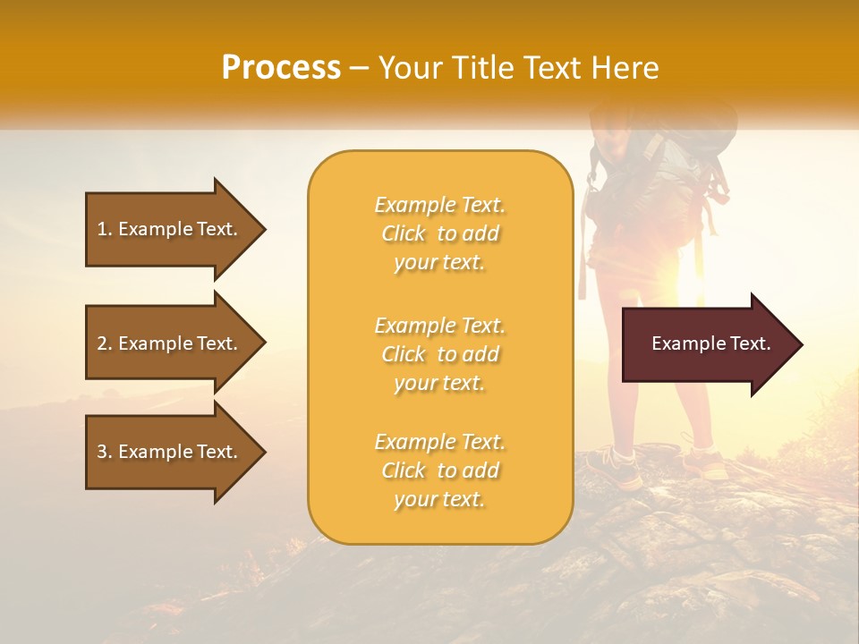 A Woman Standing On Top Of A Mountain With A Backpack PowerPoint Template