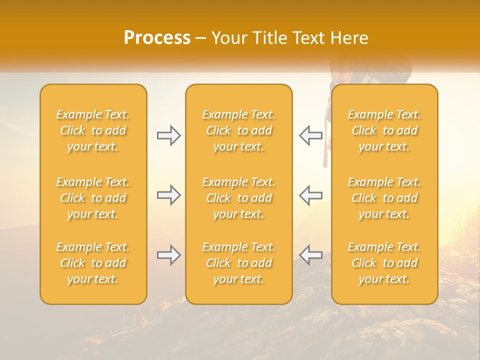 A Woman Standing On Top Of A Mountain With A Backpack PowerPoint Template