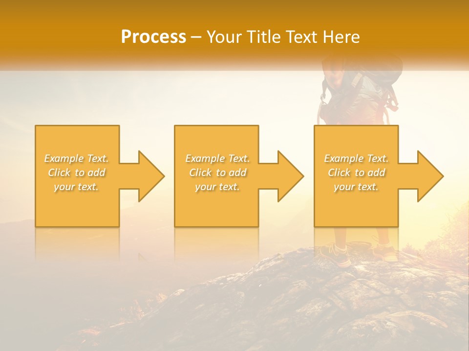 A Woman Standing On Top Of A Mountain With A Backpack PowerPoint Template