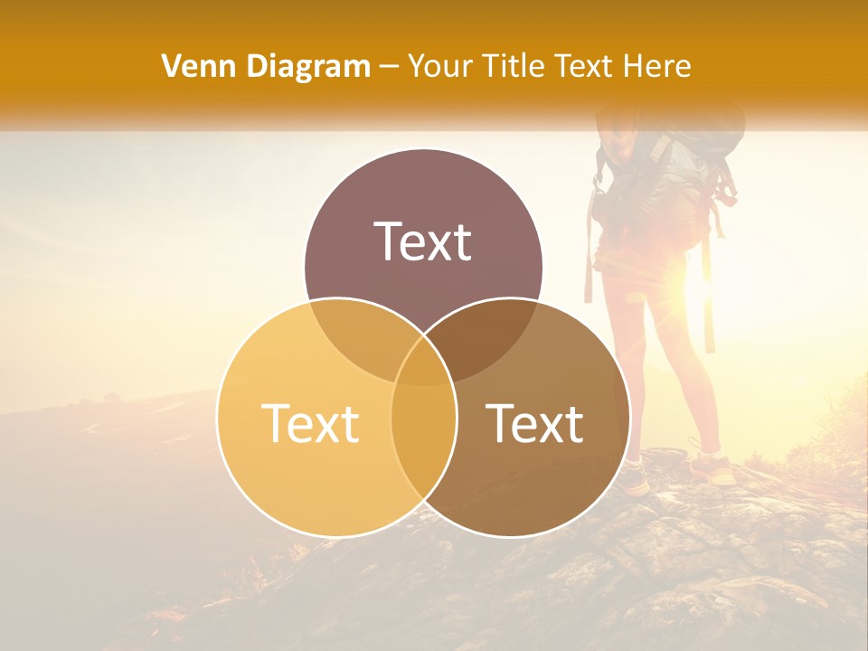 A Woman Standing On Top Of A Mountain With A Backpack PowerPoint Template